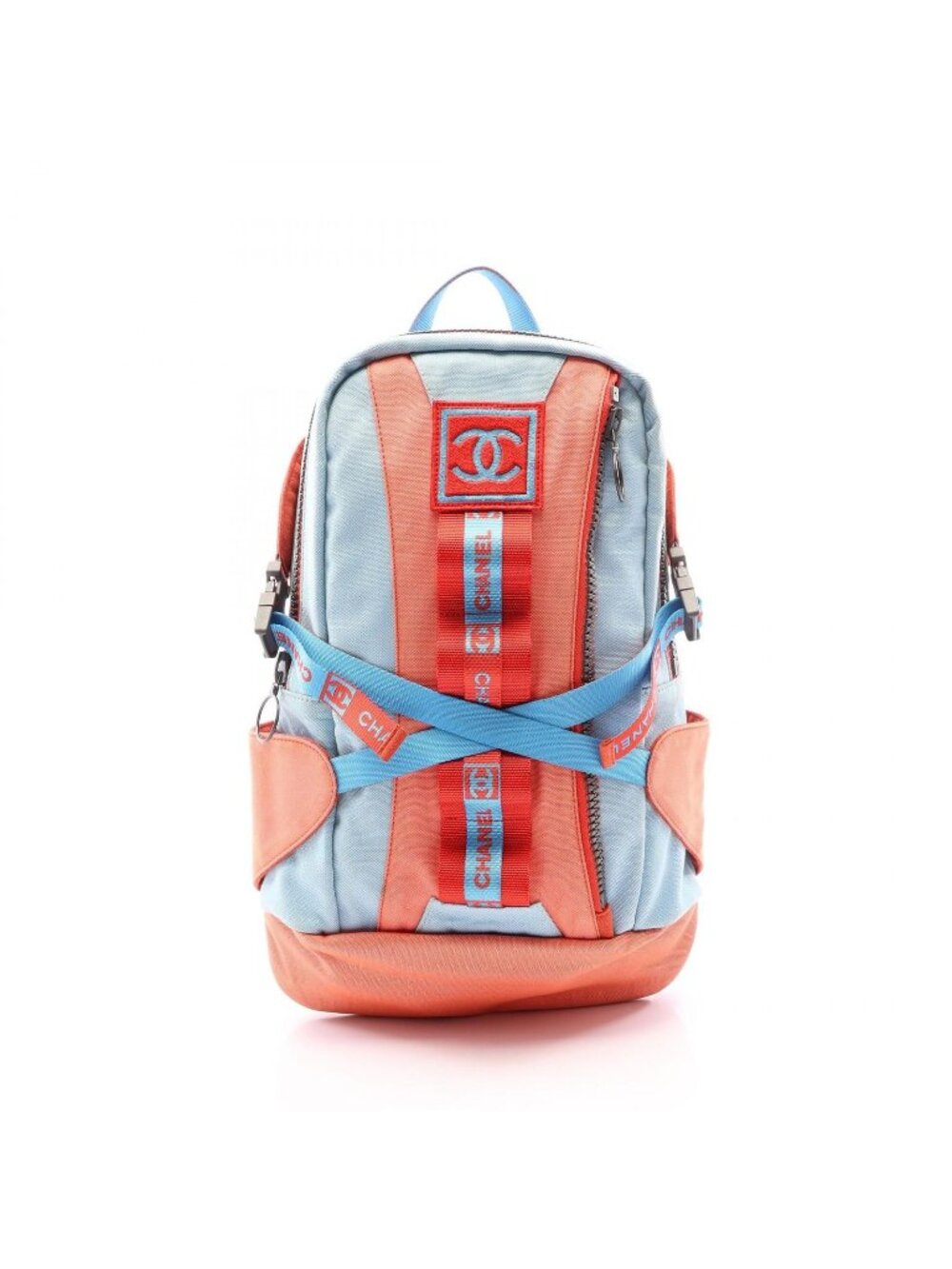 Chanel Backpack Sports Line High Summer Orange Red Light Blue